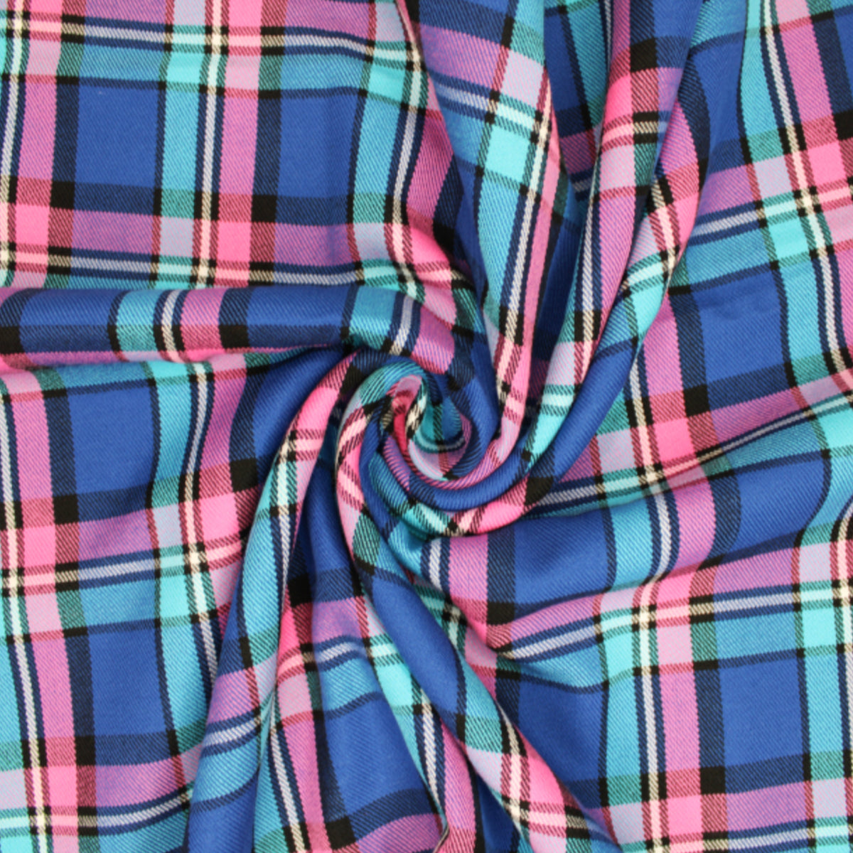 Navy & Pink Tartan Polyviscose Fabric – Sewcialising