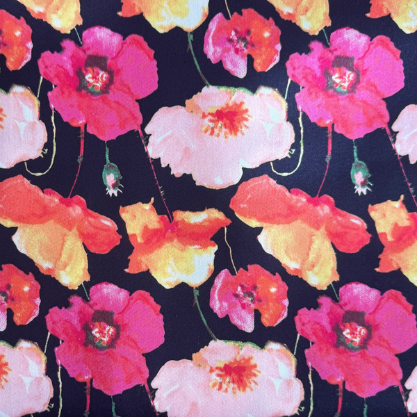 Pink Coral Floral Stretch Cotton Fabric