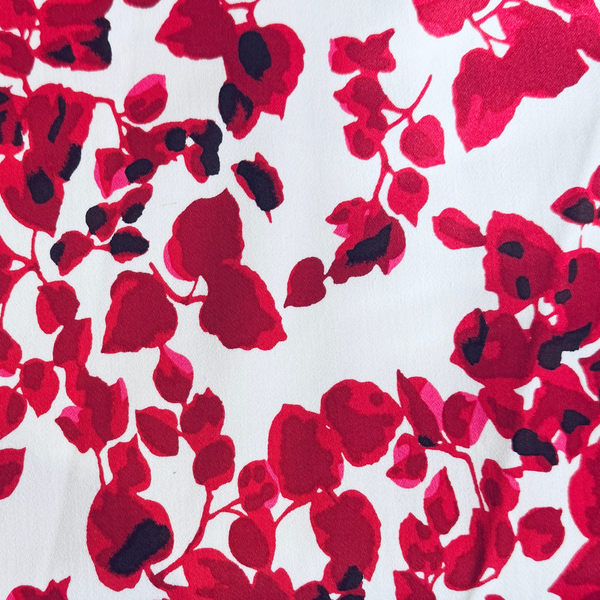 Red Floral Stretch Cotton Fabric