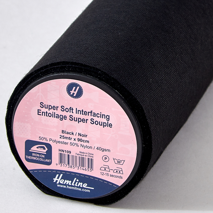 Black Super Soft Medium Iron-on Interfacing