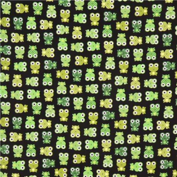 Black and Green Frog Cotton Fabric