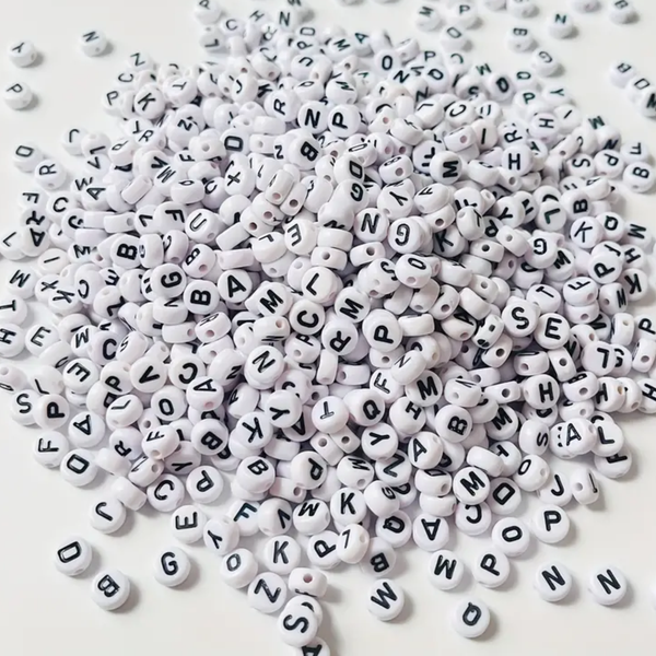 Black and White Alphabet Letter Craft Beads