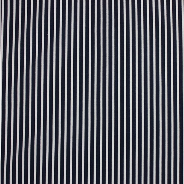 REMNANT - Black and White Striped Cotton Poplin Fabric - 91 CM