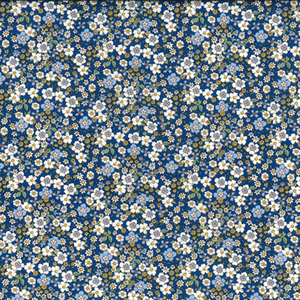 Blue Mixed Floral Cotton Poplin Fabric