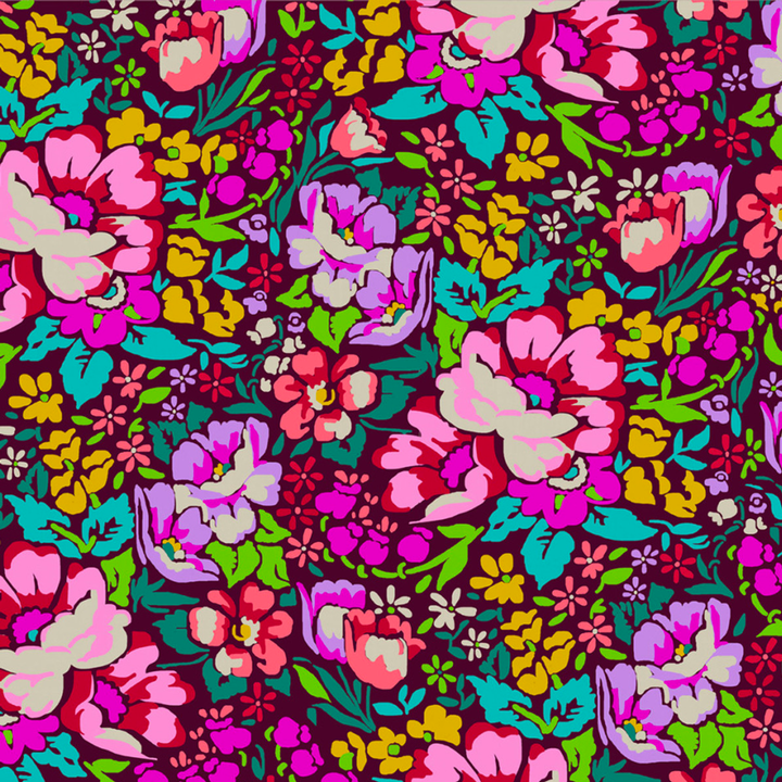 Burgundy Floral Cotton Fabric