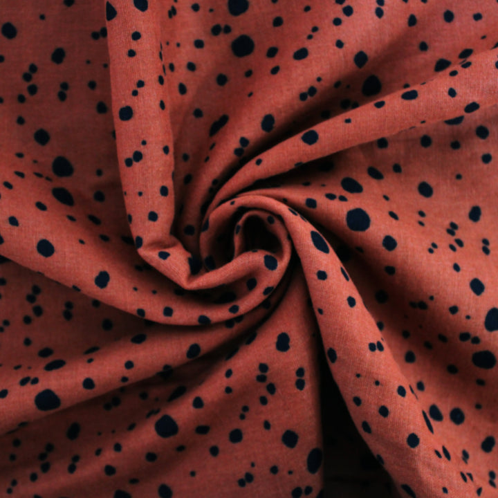 Burnt Orange Animal Spotty Double Gauze Fabric