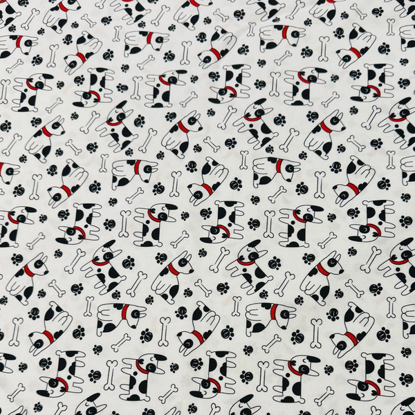 Dog White Cotton Poplin Fabric