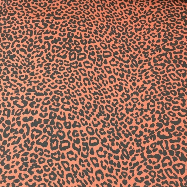 REMNANT - Coral Leopard Print Jersey Fabric 110CM