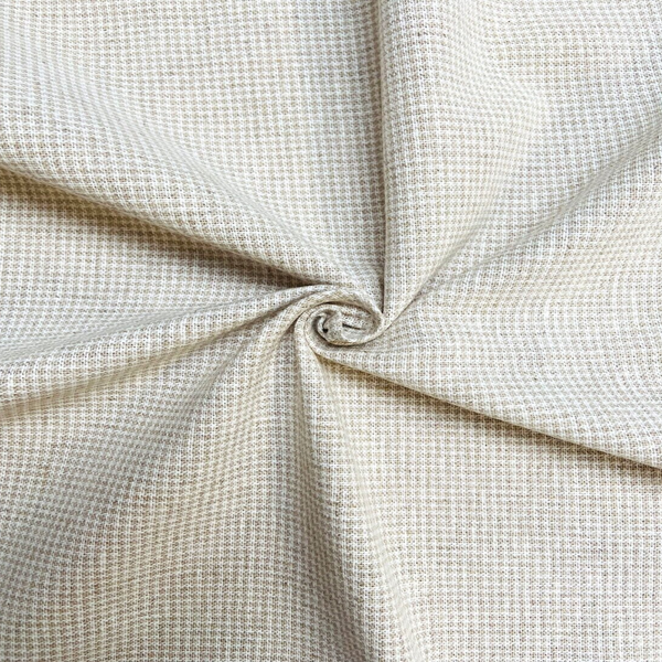 Cream and beige Small Check Linen Cotton Mix Fabric