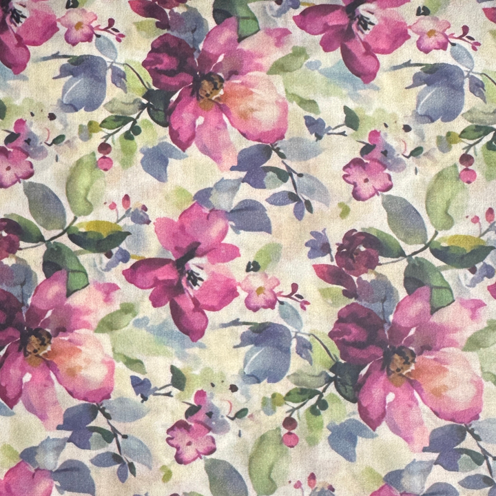 Purple Floral Cotton Lawn Fabric