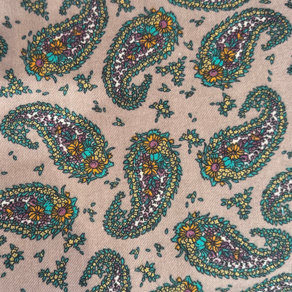 Beige Paisley Brushed Cotton Fabric