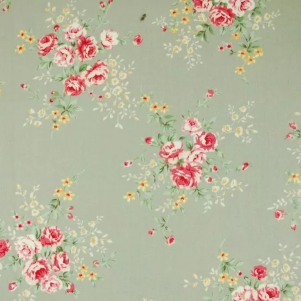 Garden Roses Silver Cotton Poplin Fabric