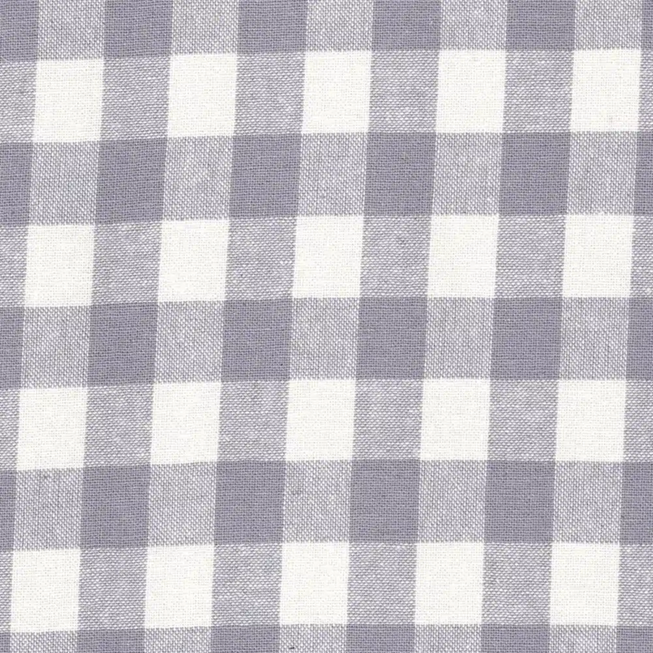 Gingham Check Silver Grey Linen & Cotton Mix Fabric