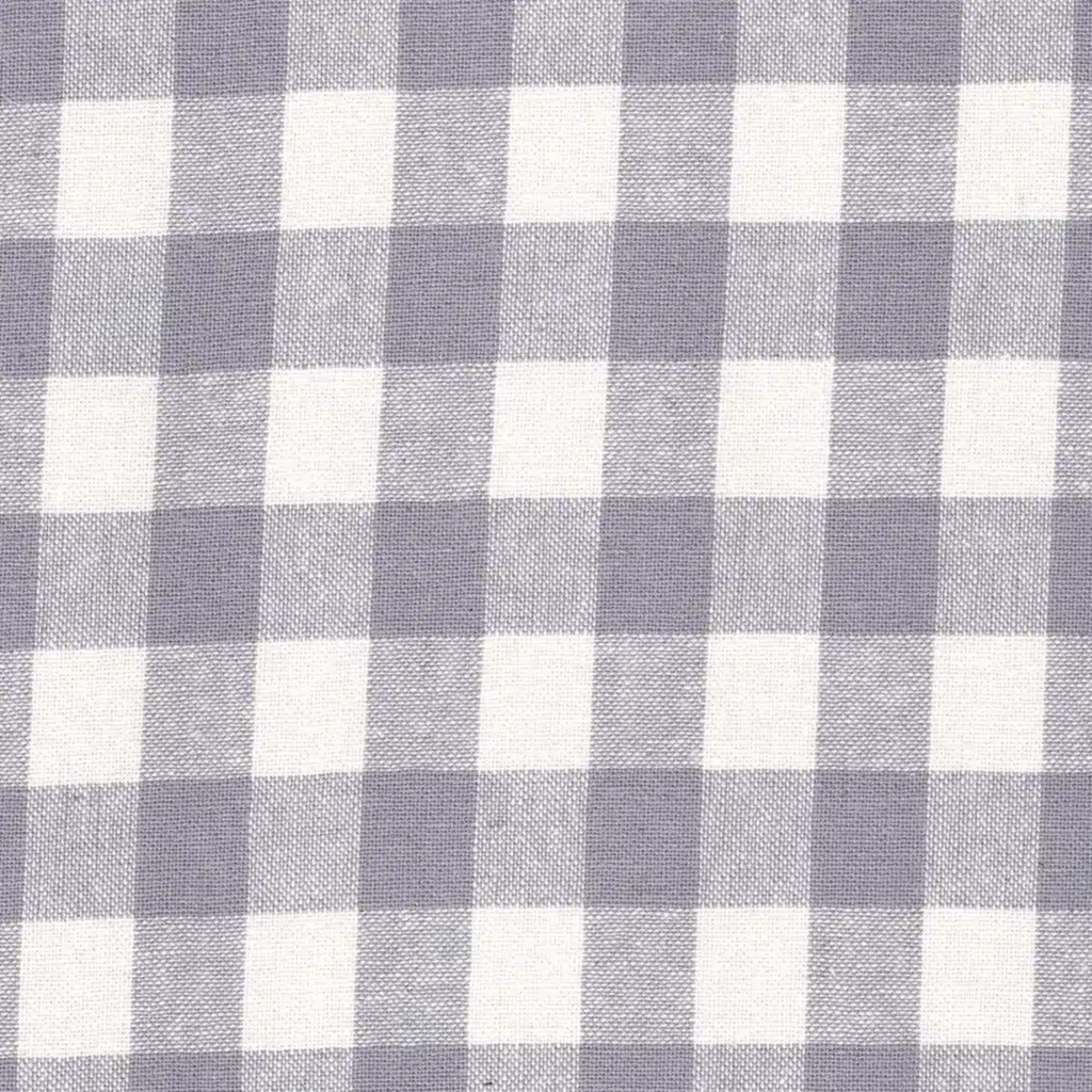 Gingham Check Silver Grey Linen & Cotton Mix Fabric