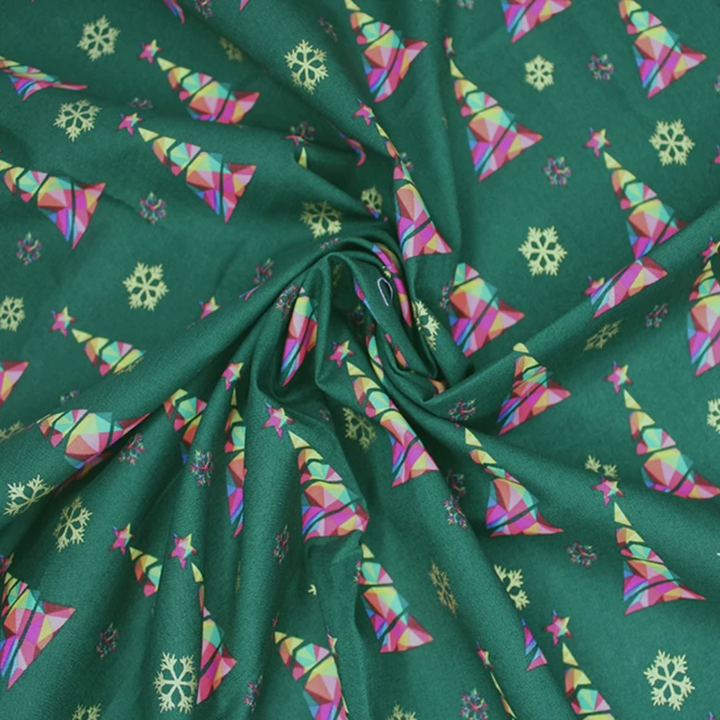 Green Rainbow Christmas Tree Metallic Cotton