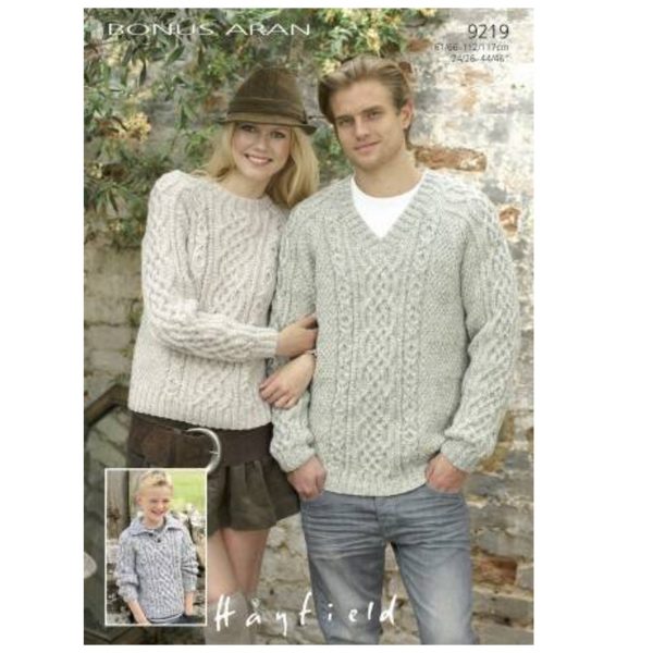 Hayfield Bonus Aran Jumper Knitting Pattern - 9219