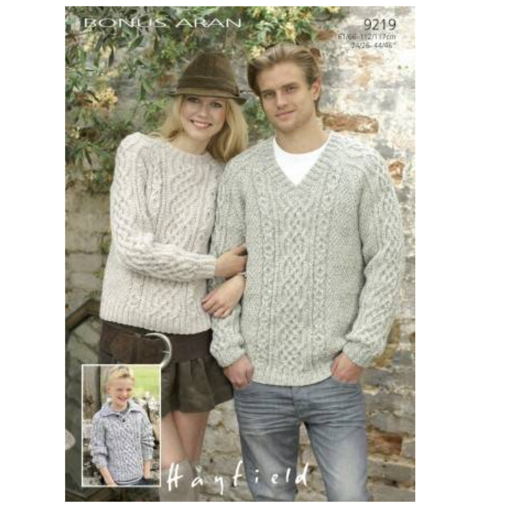 Hayfield Bonus Aran Jumper Knitting Pattern - 9219