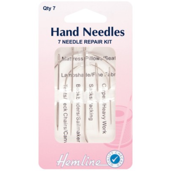 Hemline Needle Repair Kit Hand Sewing Needles - 7 Pieces