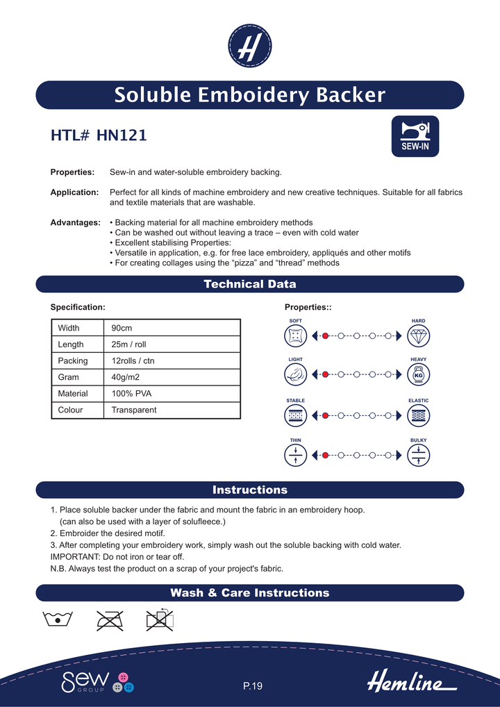 Embroidery Backer: Soluble Instructions