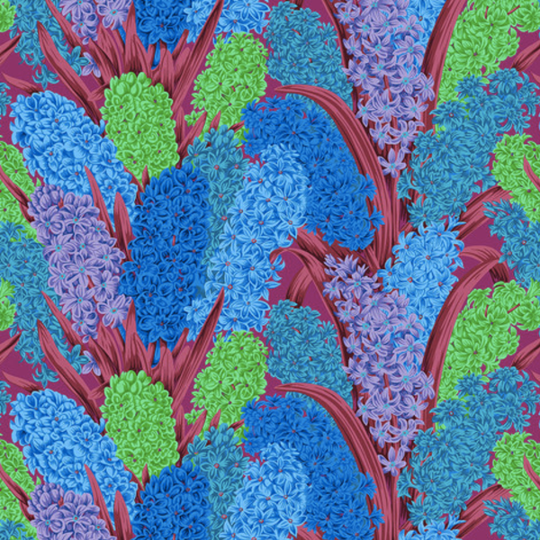 Kaffe Fassett Blue Green Purple Hyacinth Floral Cotton Fabric