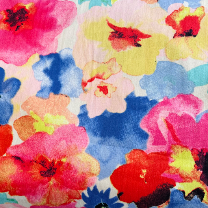 Large Flowers Multi Colour Floral Viscose Fabric