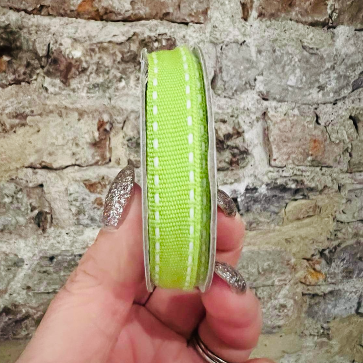 Lime Stitched Ribbon