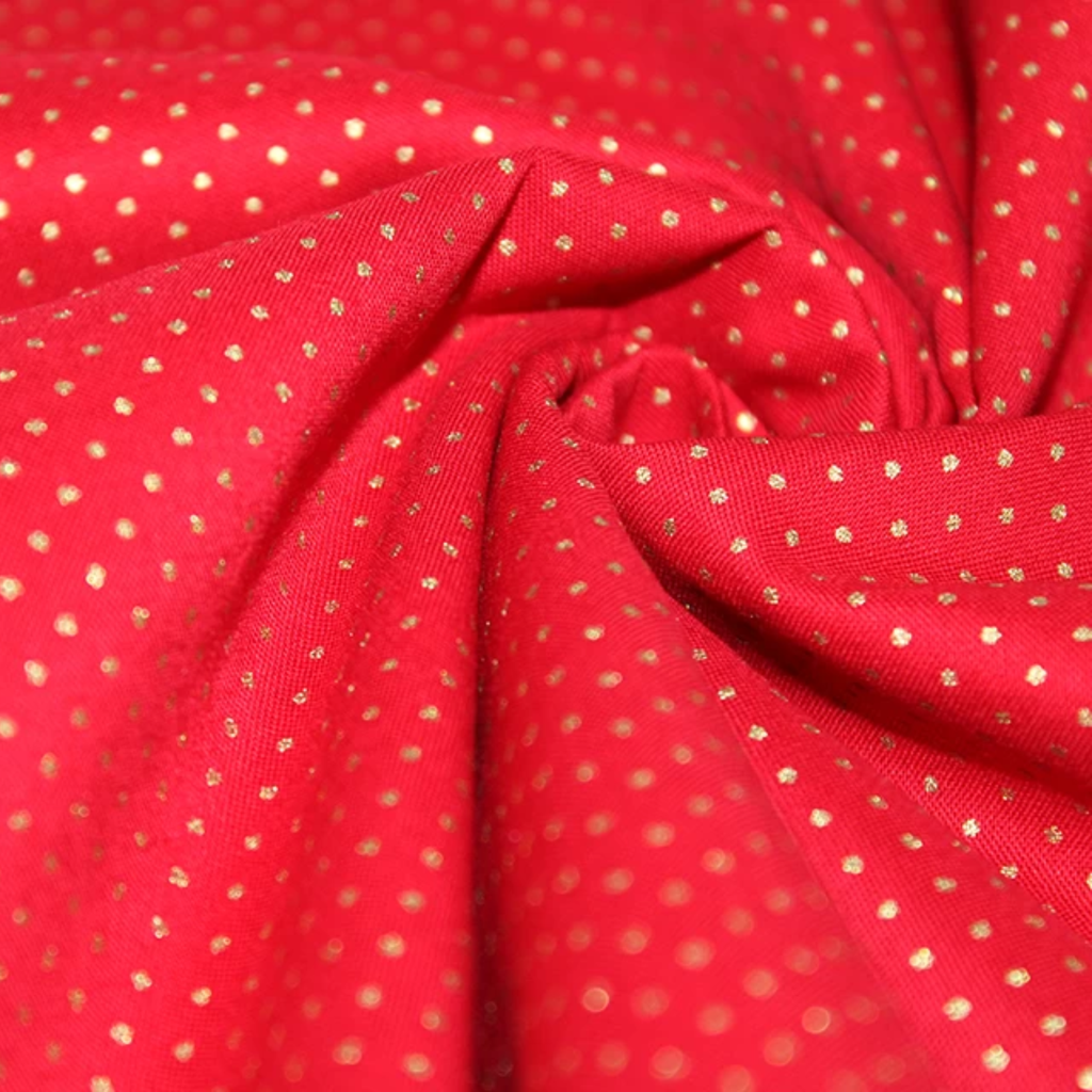 Mini Red and Gold Polkadot Cotton Fabric