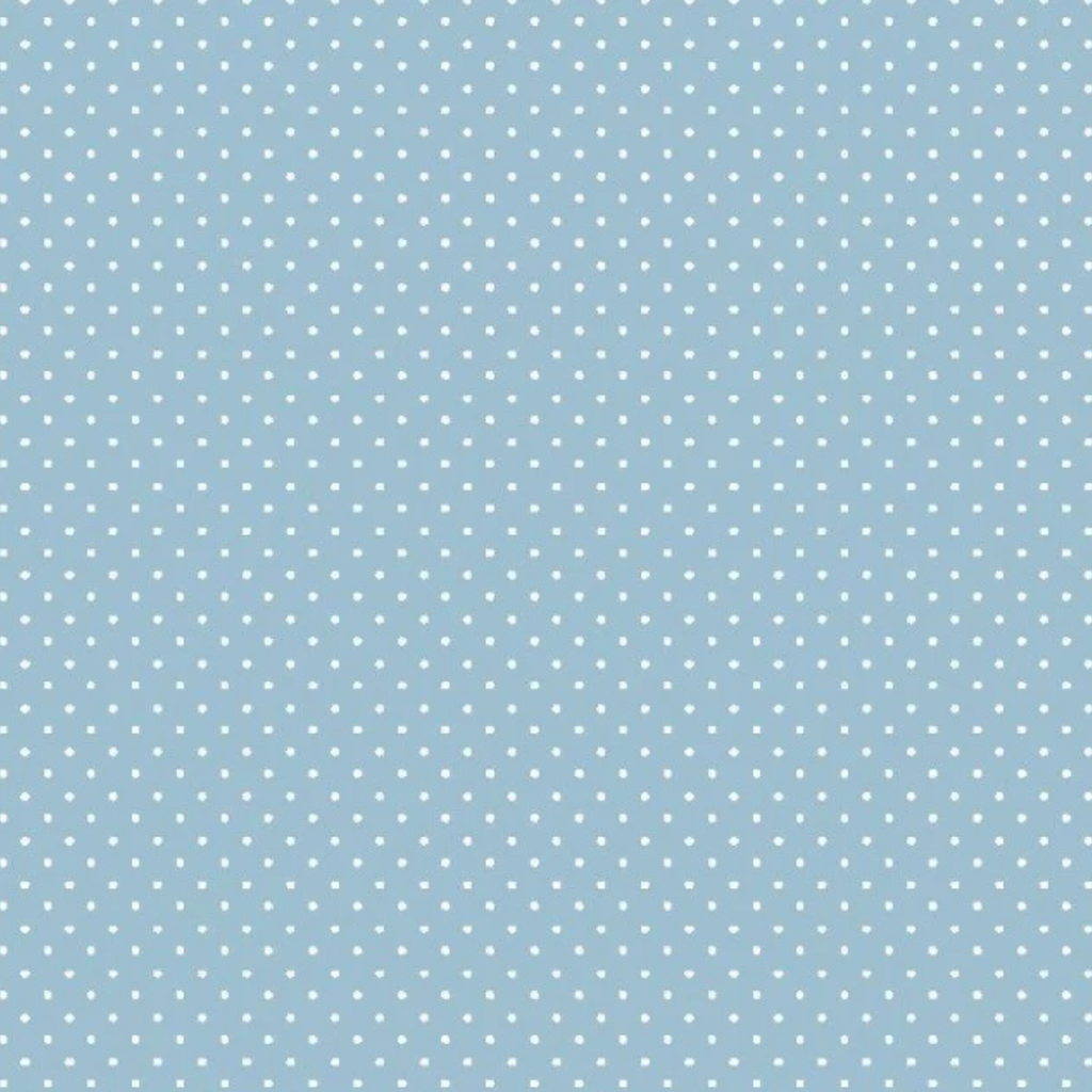 Mini Sky Blue and White Polkadot Cotton Fabric