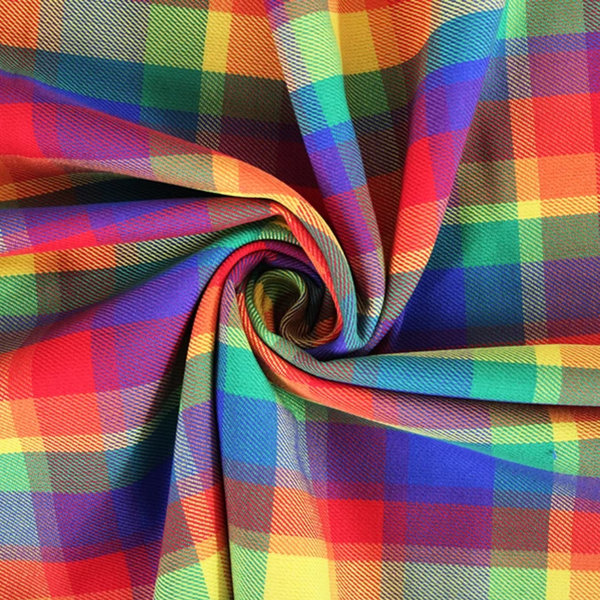 Multi-coloured Tartan Polyviscose Fabric