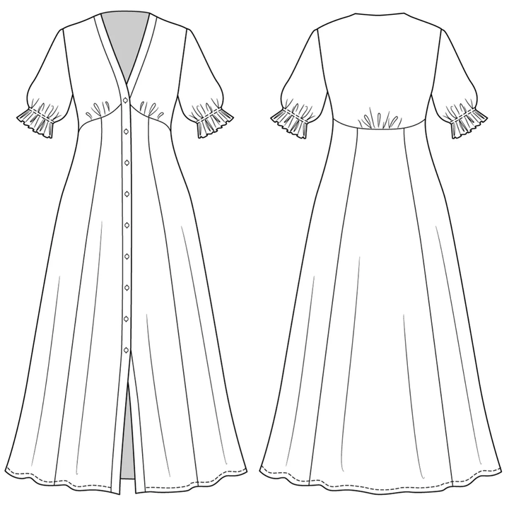 Named Taika Blouse Dress Sewing Pattern Line Drawing