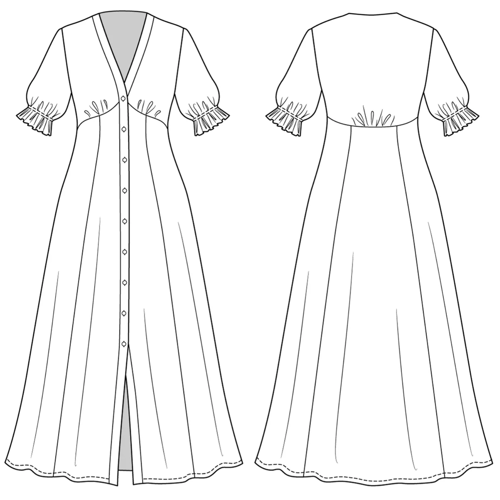 Named Taika Blouse Dress Sewing Pattern Line Drawing