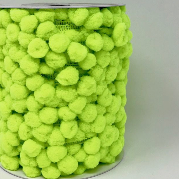 Neon Fluorescent Lime Pom Pom Trim