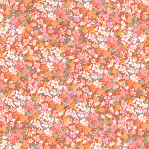 Orange Floral Jersey Fabric