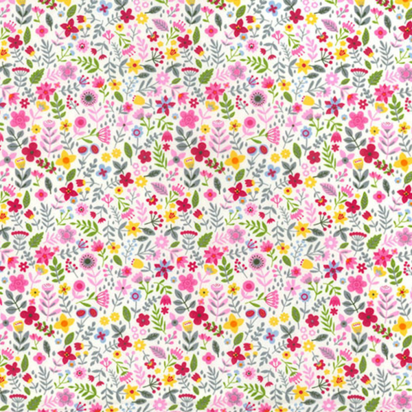 Pink Floral Mix Cotton Poplin