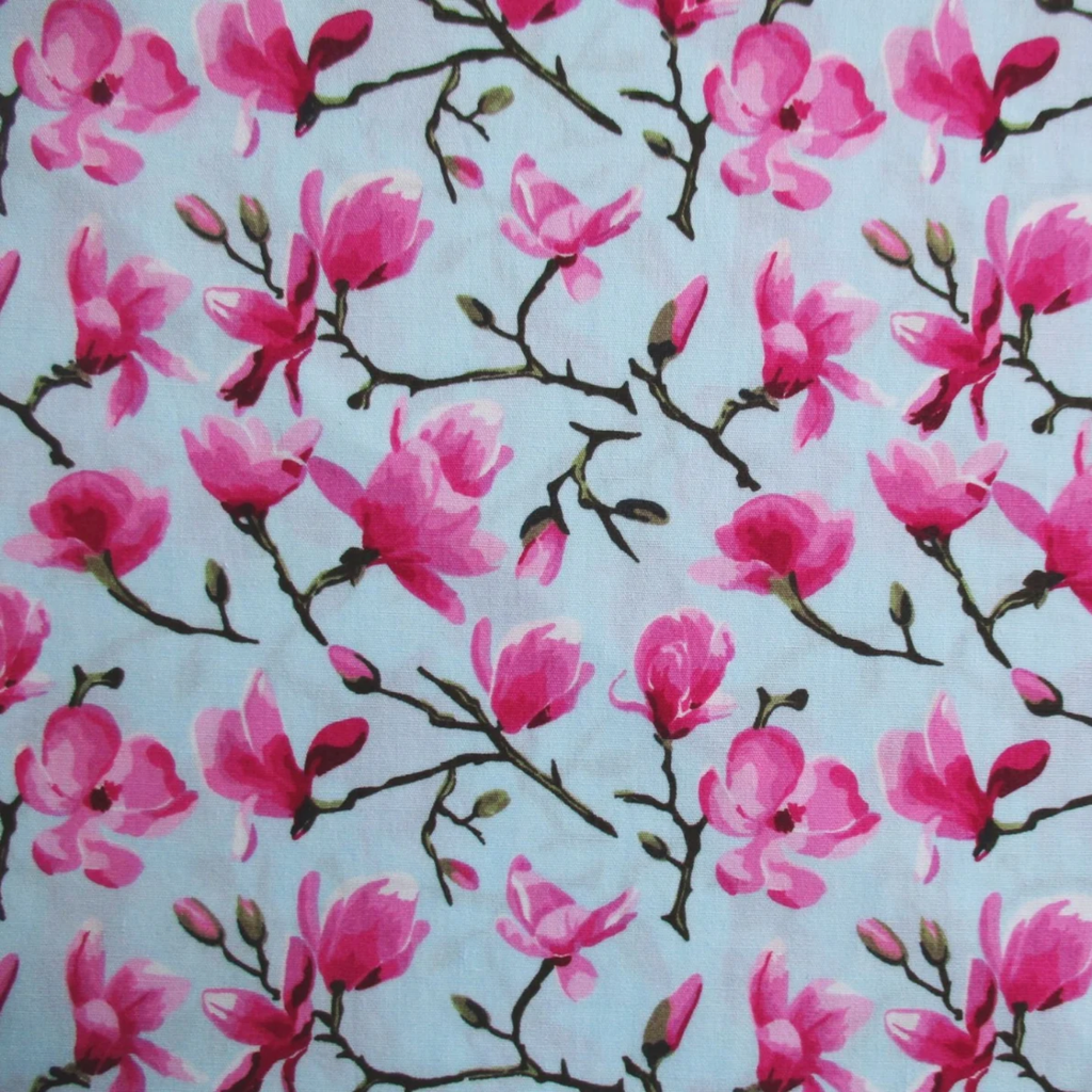 Pink Sakura Cherry Blossom Cotton Fabric