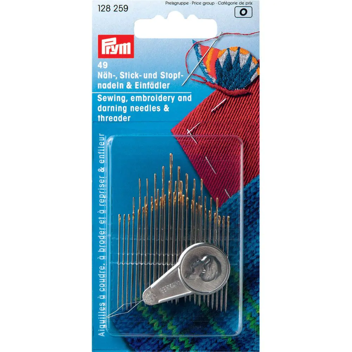 Prym Hand Sewing, Embroidery and Darning Needles Assortment with Threader