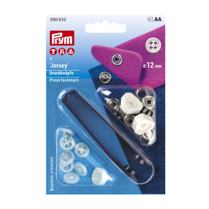 Prym Jersey Sew-On White Press Fasteners