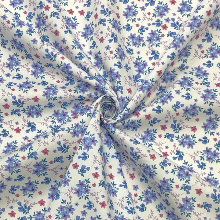 Purple Floral Cotton Poplin Fabric