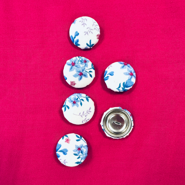 Purple Floral Fabric Covered Buttons - 22mm