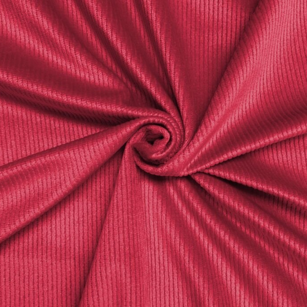 Red Como Polyester Ribbed Fabric