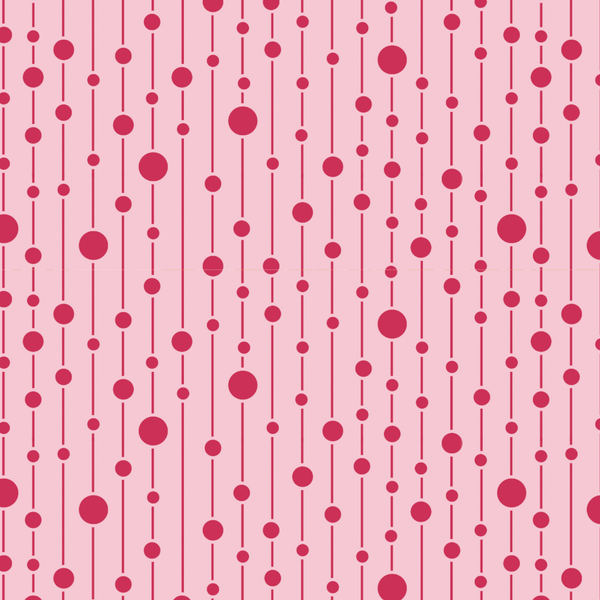 Red Spots and Lines on Pink Cotton Tilda Fabric