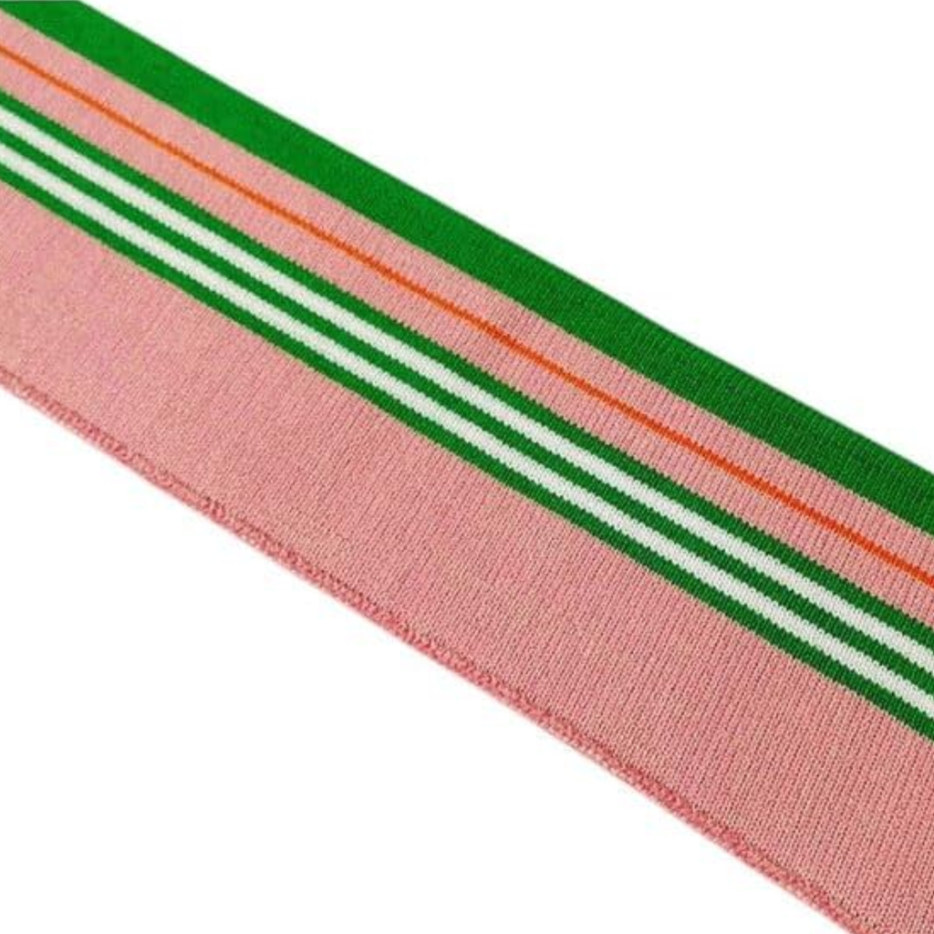 Rib Knit Trim/Cuffs Pink and Green