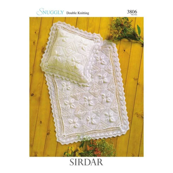 Sirdar Baby Blanket & Pillowcase Snuggly DK Knitting Pattern 3806