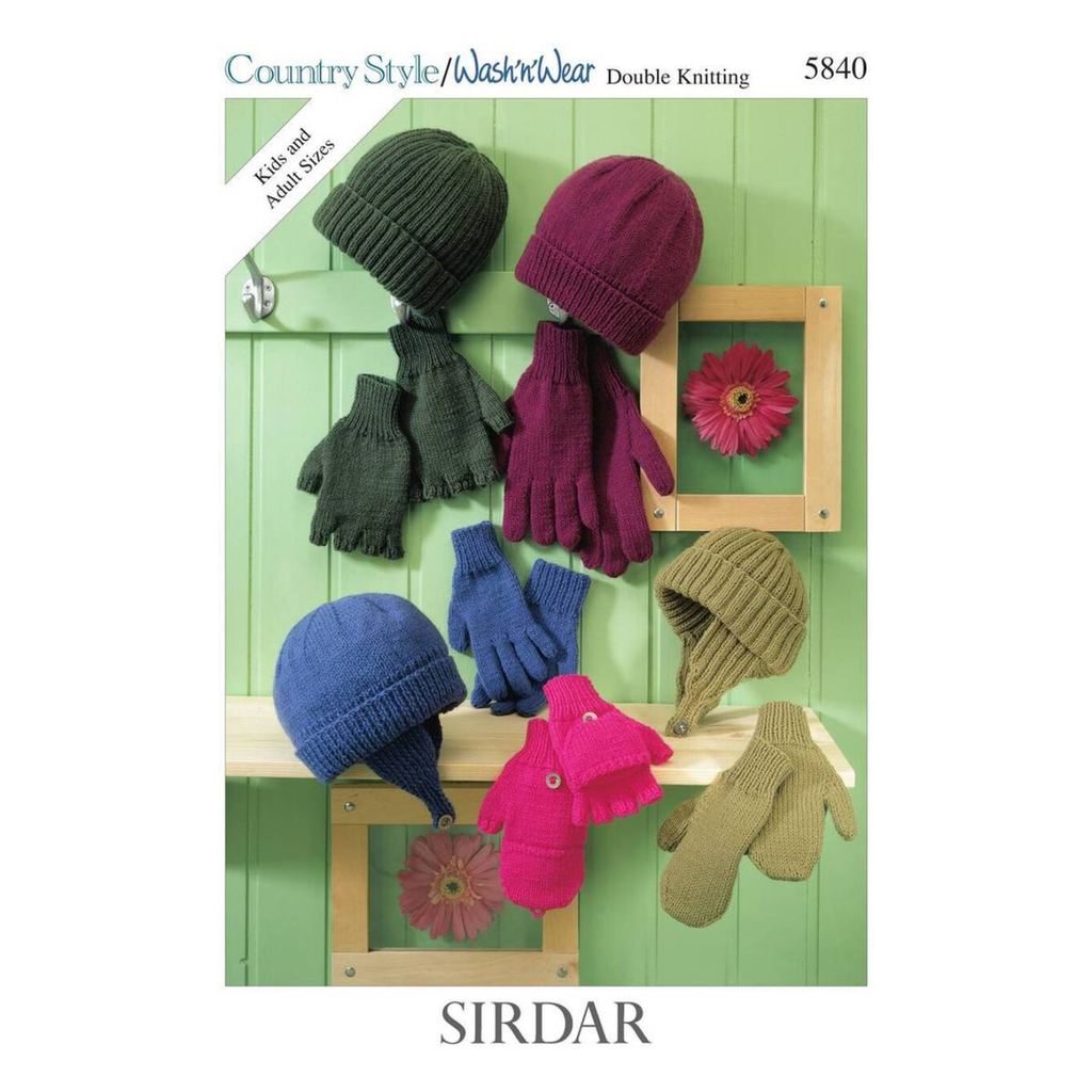 Sirdar Country Style and Wash 'n' Wear Accessories DK Knitting Pattern 5840