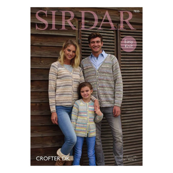 Sirdar Family Crofter Cardigans - DK Knitting Pattern 7835