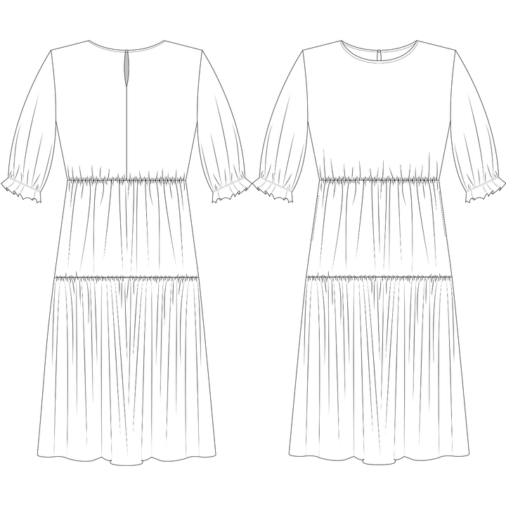 Size Me Vienne Dress Sewing Pattern Line Drawing