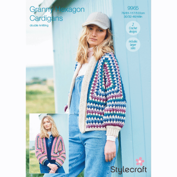 Stylecraft Granny Hexagon Cardigans - DK Knitting Pattern 9965