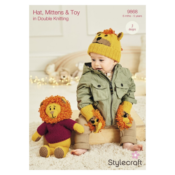 Stylecraft Hat, Mittens & Toy - DK Knitting Pattern 9868