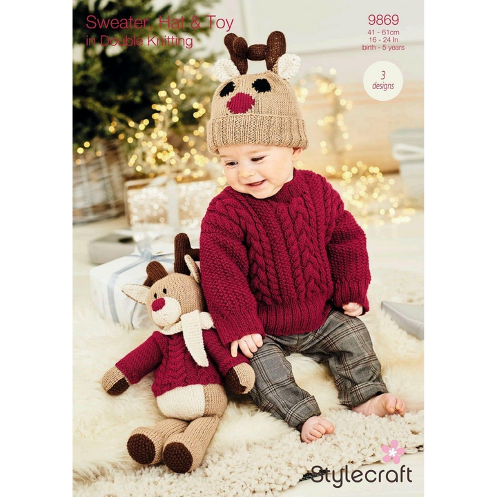 Stylecraft Reindeer Toy, Hat & Sweater - DK Knitting Pattern 9869