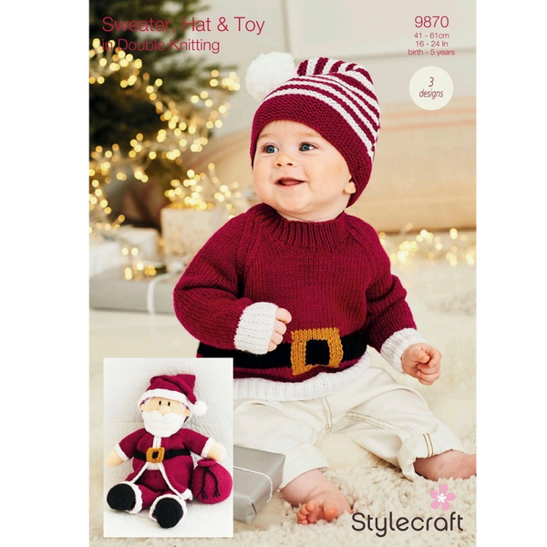 Stylecraft Santa Toy, Hat & Sweater - DK Knitting Pattern 9870